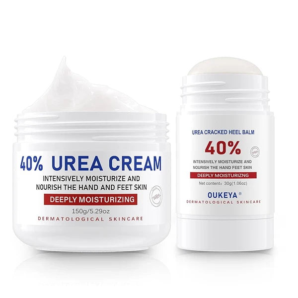 OUKEYA 40% Urea Cream Set - 2 Pack Max Strength Foot Cream for Cracked Heels