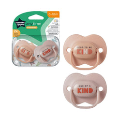 Tommee Tippee Anytime Soothers, Symmetrical Orthodontic Design, BPA-Free Silicone Baglet, Includes Steriliser Box, 6-18m, Pack of 2, Pink