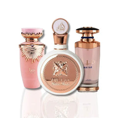 Lattafa Perfumes Premium Collection Gift Set – Haya, Fakhar Women & Mayar Eau de Parfum 100ml (3.4oz) Luxury Fragrance Set for Women