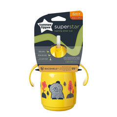 Tommee Tippee Superstar Weighted Straw Cup for Toddlers with INTELLIVALVE 100% Leak and Shake-Proof Technology and Hygienic BACSHIELD Antibacterial Technology, 6m+, 300ml, Pack of 1, Yellow