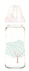 TIGEX TRANSITION+ WIDE NECK FEEDING BOTTLE 240ML GLASS SILICONE TEAT 0-6M INFANT MILK