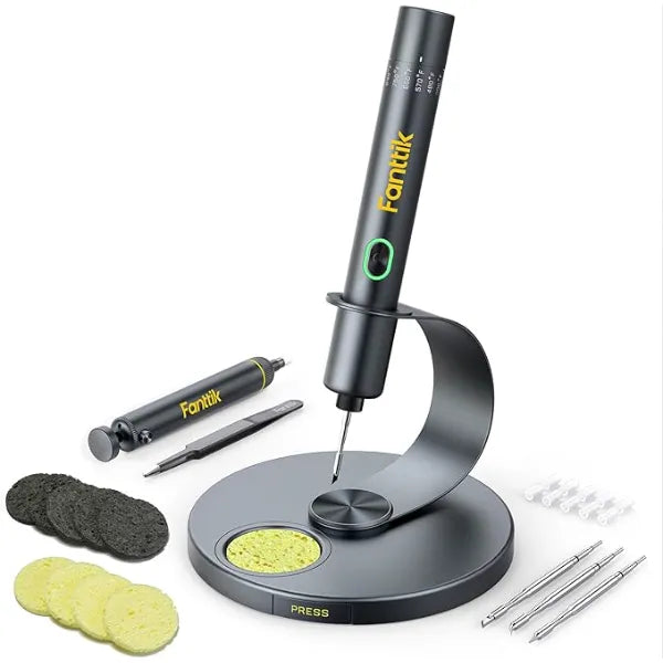 Fanttik T1 Max Soldering Iron Kit, Cordless Soldering Iron, 7 Seconds Fast Heating, Auto Sleep, 4 Precision Soldering Tips C210, 360° Swivel Stand, Soldering Iron for Precision Repair