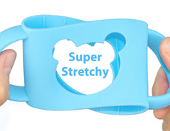 Aelop Baby Bottle Handles, Durable Food Grade Silicone Transitional Sippy Cup Handle Grip for Wide-Neck Baby Bottles, Cute Bear Design, Pack of 2, Blue & Turquoise