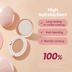 TIRTIR Mask Fit All Cover Pink Cushion Foundation | High Coverage, Semi-Matte Finish, Lightweight, Flawless, Corrects Redness, Korean Cushion, Mini (0.15 oz.), 23N Sand