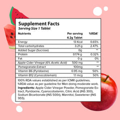 PLIX - THE PLANT FIX Apple Cider Vinegar with Mother | Vitamin B6 & B12 | Watermelon Flavour | 15 Effervescent Tablets, Pack of 1