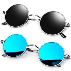 KANASTAL Hippie Round Polarized Sunglasses for Women Men, Small Circle Sun Glasses Classic Vintage Retro Shades Metal Frame UV400 Protection