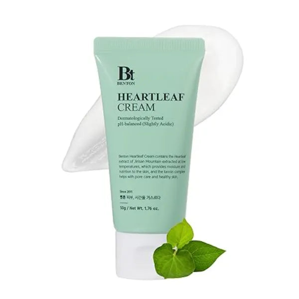 BENTON Heartleaf Cream with Ceramide, Hyaluronic Acid moisturizer, Soothing, and Pore Care Effect for All Skin Types pH 5.5 Non Irritating (1.76 oz)