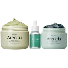 Arencia Glass Skin Starter Trio - Spotless Skin Routine [Korean Rice Mochi Facial Cleanser + Glow Hyssop Overnight Mask Serum + Hyssop serum 12]