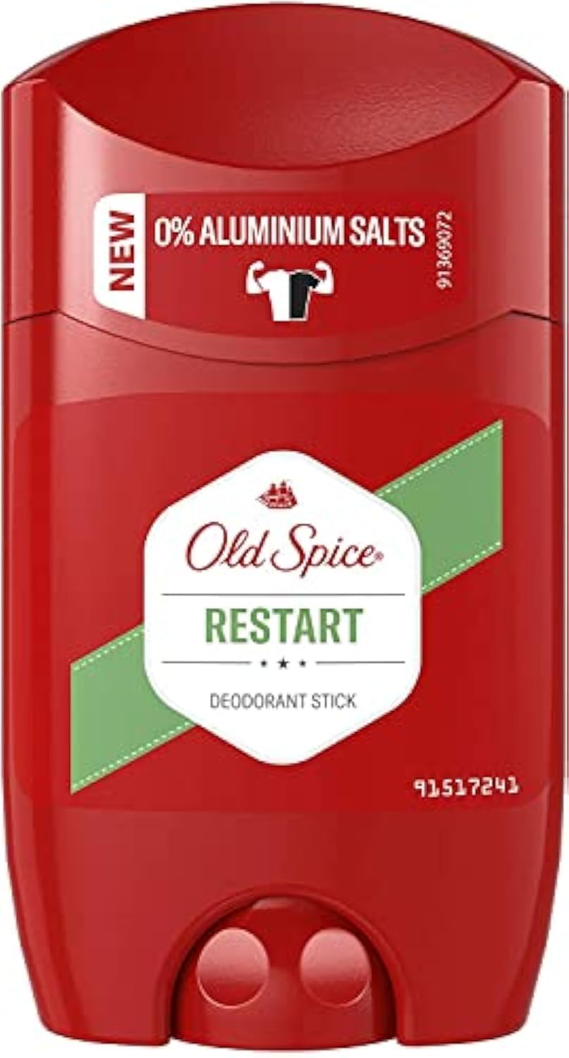 Old Spice Restart Deodorant Stick for Men (50 ml), Men, 48 Hours Freshness, 0% Aluminium Salts, No White Residue and Yellow Stains
