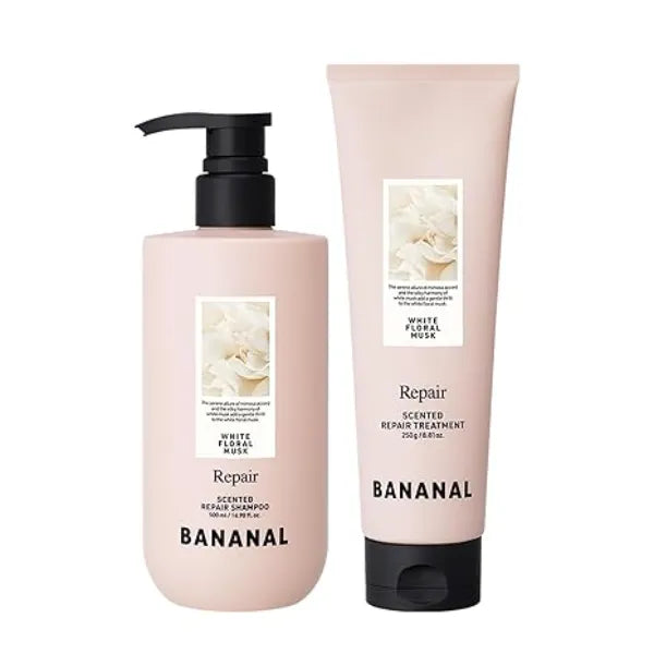 BANANAL Repair Shampoo & Coditioner Set Protein Enriched Hair Care for Damaged Hair Ceramide, Botanical Oils & 17 Amino Acids White Floral Musk Scent Hypoallergenic, Korean Repair Duo