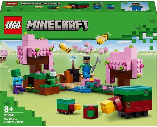 LEGO Minecraft The Cherry Blossom Garden Toy for 8 Plus Year Old Boys & Girls, with a Sunny Character Figure, Sniffer, Zombie and Bees, Hands-on Video-Game Set, Gamer Gift for Kids 21260