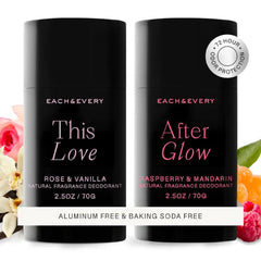 Each & Every Aluminum-Free Deodorant Bundle – Rose & Vanilla (2.5oz) + Raspberry & Mandarin (2.5oz)