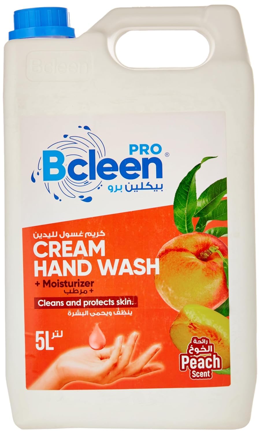 Bcleen بيكلين Cream Handwash with Moisturizer - Protect Your Hands from Germs Peach Scent - 5 Liter