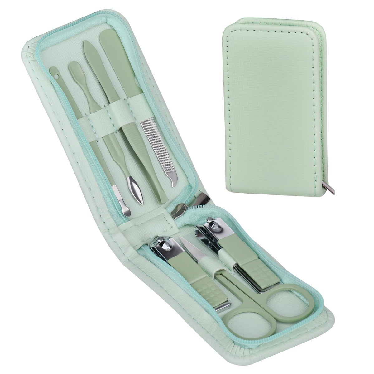 HBSTUDIO Manicure Set Nail Clippers Pedicure Kit, Beauty Tool Portable Set Professional Grooming Kits Nail clippers Tools, Zipper Portable Travel Pack for men and women(7 Pcs)