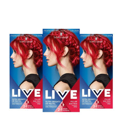 Schwarzkopf Life Ultra Bright or Pastel Red Hair Dye, 3 Pack, Semi-Permanent Color Lasts Up to 15 Washes - 092 Pilar Box Red
