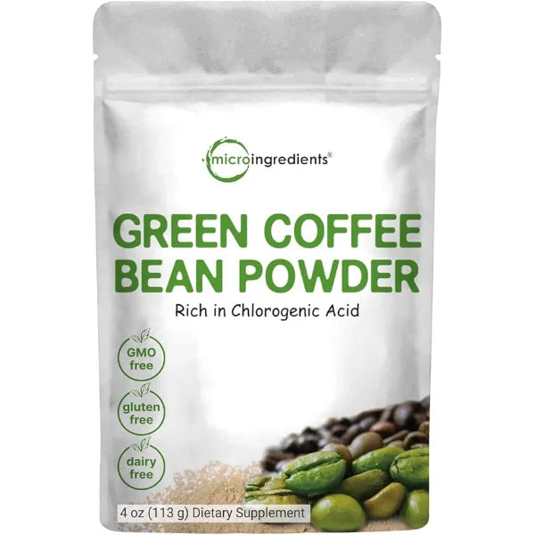 Micro Ingredient Pure Green Coffee Bean Extract, 4 Ounce | Natural Caffeine, Green Coffee Bean with 50% Chlorogenic Acid | Vegan Friendly, Filler Free
