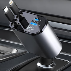 FOKKAH 60W Retractable Car Charger Compatible with iPhone16/15/14/13/12/11,Fast Car Power Adapter PD20W /Type-C 40W,Car USB Fast Phone Charger (Quadrate)