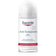Eucerin Strong Antiperspirant, Unisex Long-Lasting 48-Hour Roll-On Deodorant, Anti-Sweating and Odour Protection, Lightly Fragranced, For Sensitive Skin, 50ml