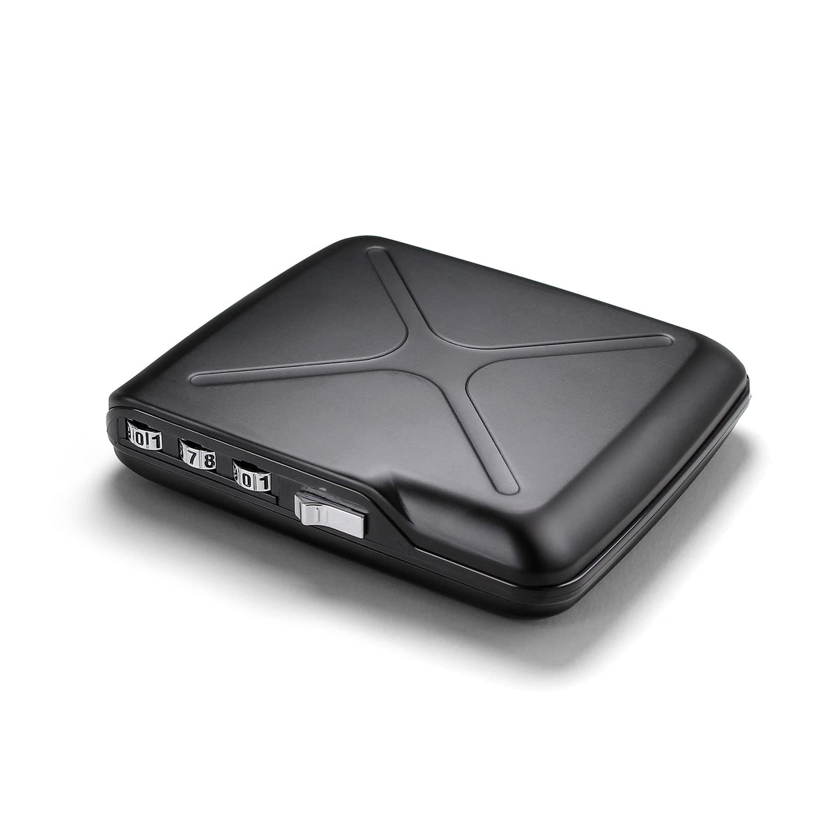 ÖGON -DESIGNS- Aluminium Code Wallet – The Code Wallet – Pocket Safe – RFID Blocking Secure Card Holder – Capacity 10 Cards and Banknotes  - Black