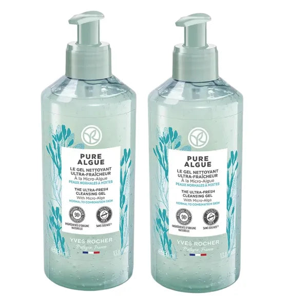Yves Rocher Pure Algue Ultra Fresh Cleansing Gel Micro Algae Set of 2, 390 ml /13.1 fl.oz.