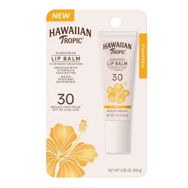 Hawaiian Tropic Lip Sunscreen SPF 30, Pineapple | SPF Lip Balm, Beach Essentials, Travel Size Sunscreen for Lips, 0.3oz