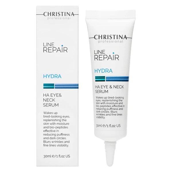 Christina Line Repair Hydra HA Eye & Neck Peptide Serum – Hyaluronic Acid Anti-Aging Serum for Dark Circles & Moisture Retention | For Dry & Normal Skin