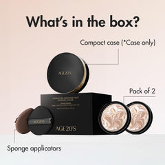 AGE 20's Signature Intense Sunscreen SPF 50+ Foundation, Natural Coverage, Cushion Korean Makeup, 71% Essence Natural Dewy Finish, Refill Included, 13 Ivory (0.49 oz x2 ea)