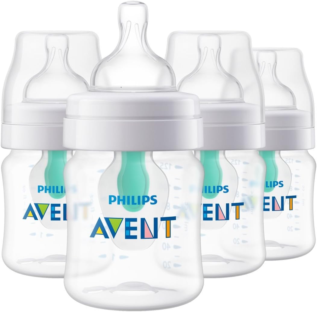 Philips AVENT Anti-colic Baby Bottle with AirFree Vent, 4 Oz, Pack of 4