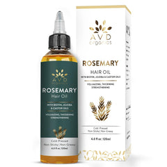 AVD Organics Rosemary Oil for Hair Infused With Biotin 4fl oz – Hair Strengthening, Nourishing, and Volumizing | Infused with Jojoba & Castor Oil | Non-GMO, 120ml
