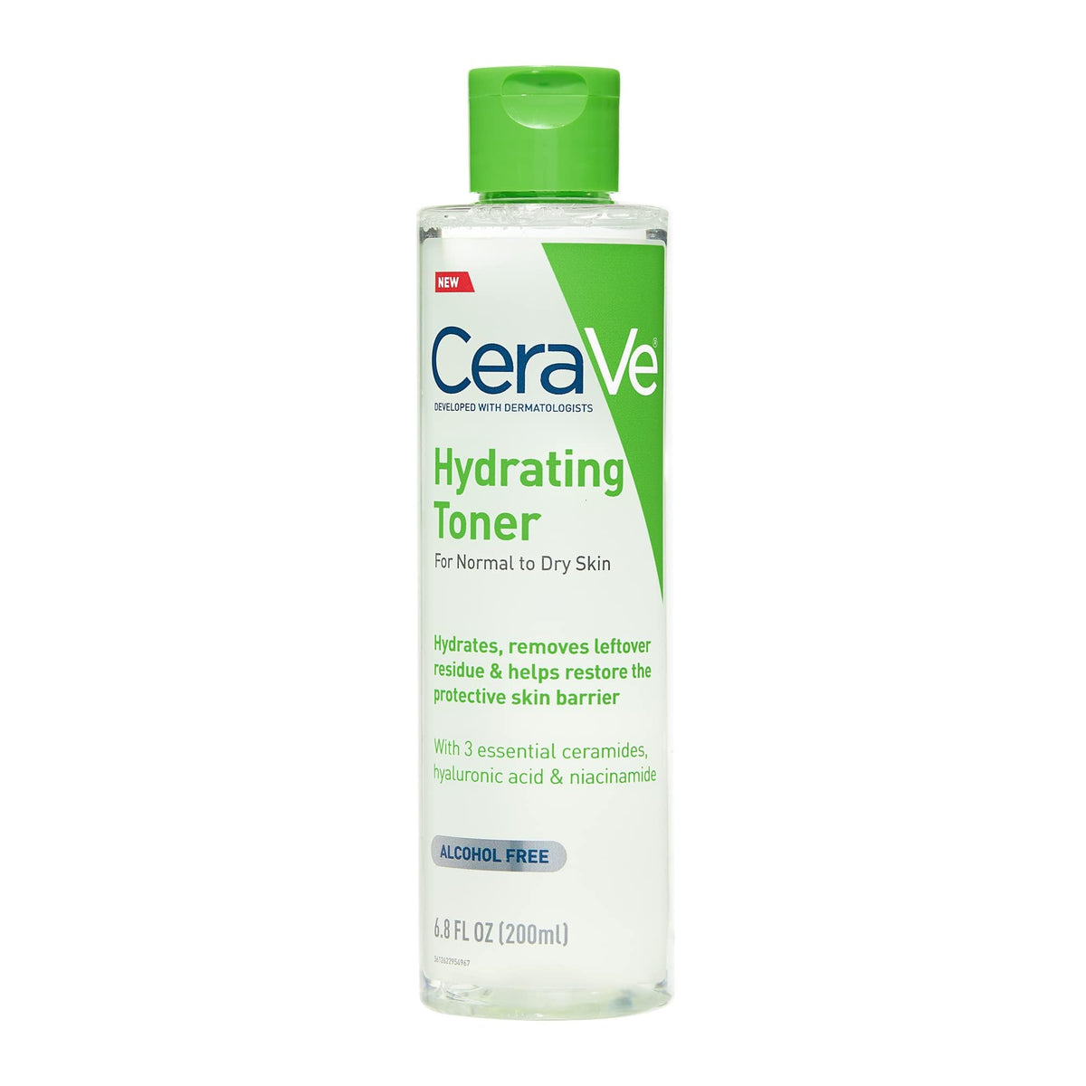CeraVe Hydrating Toner for Face Non-Alcoholic with Hyaluronic Acid, Niacinamide, and Ceramides for Sensitive Dry Skin, Fragrance-Free Non Comedogenic, Full Size, 6.80 Ounce (Pack of 1)