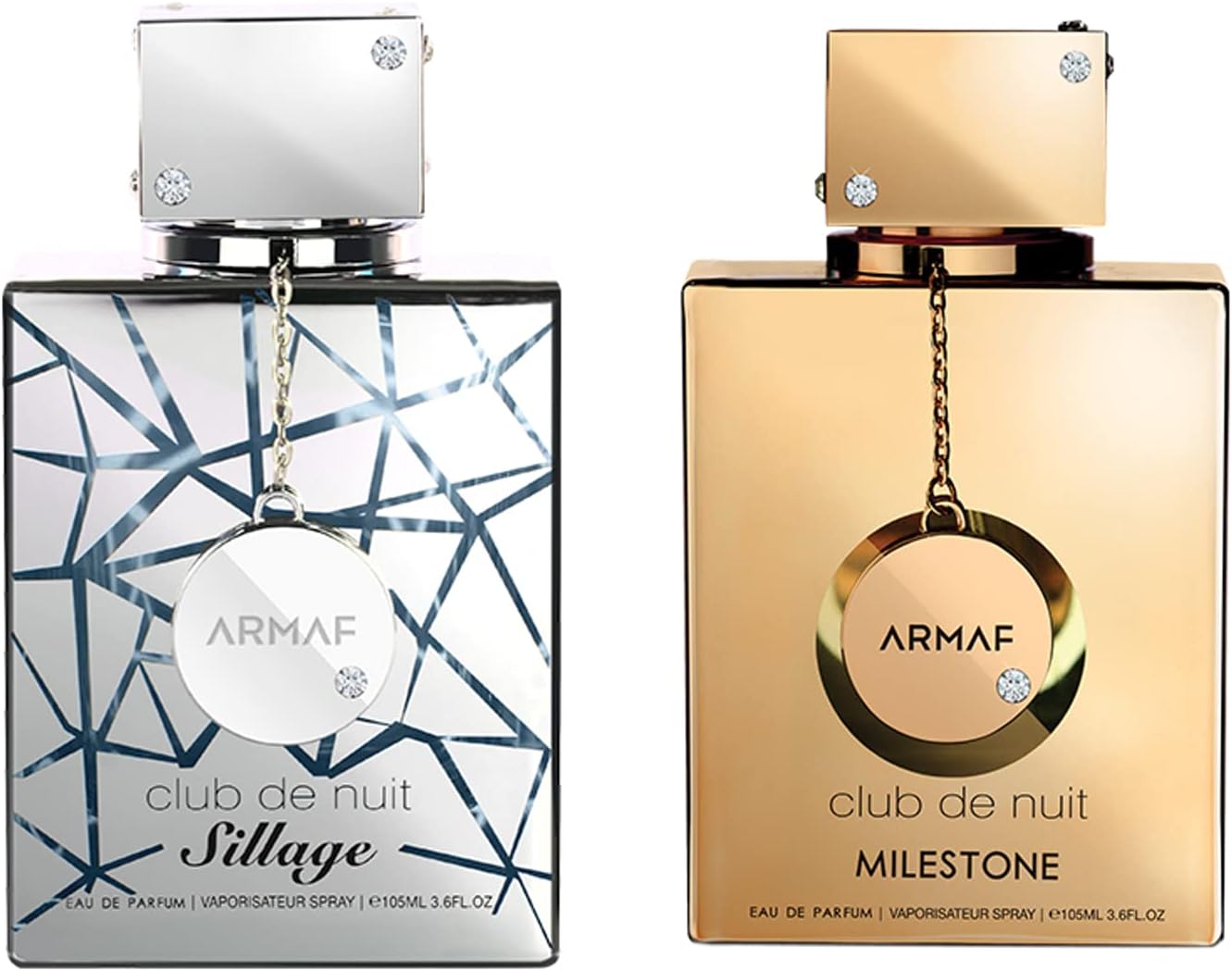 Armaf Club De Nuit Intense - Men & Women - Set of 2 - Eau De Parfum Gift Set, CDN Sillage 105ML EDP Silver & CDN Milestone 105ML EDP Gold - perfume for man - perfume for women - giftsets - fragrance