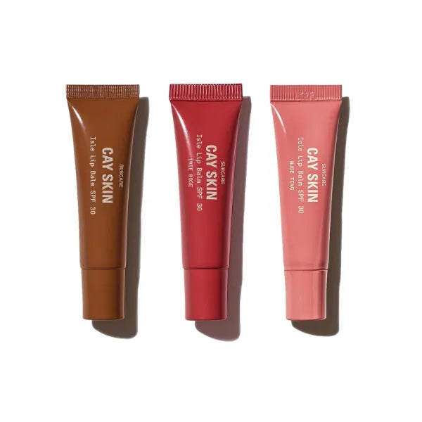 Cay Skin Isle Lip Balm SPF 30 – Hydrating High Shine Lip Gloss, Sheer Tint in Rose, Clear & Nude, Vanilla Brown Sugar Flavor