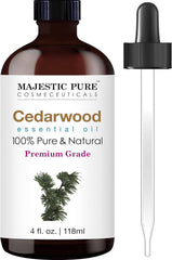 MAJESTIC PURE CEDARWOOD Essential Oil | 118 ml | 100% Pure and Natural | Premium Grade Essential Oils for Hair Care, Home Diffusers, Skin, Aromatherapy, Massage and Humidifiers - Cedarwood