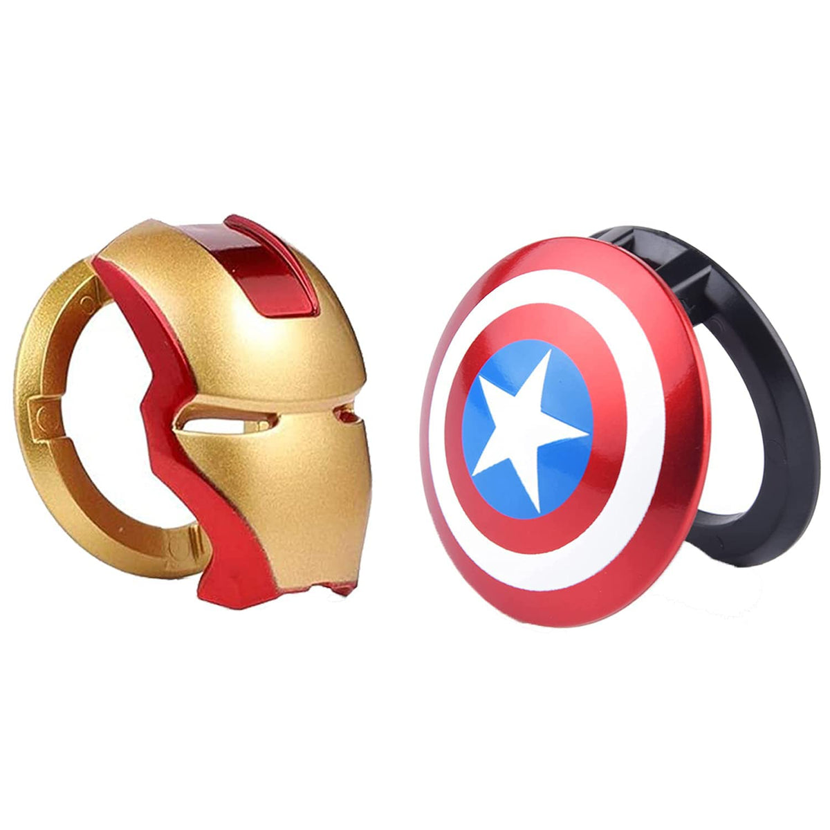 ELECDON Car Engine Start Stop Button Cover, Captain America and Iron Man Decorative Ring Push Start Button Cover Ignition Protective Cover Universal Button Anti Scratch Decorative Stickers 2packs