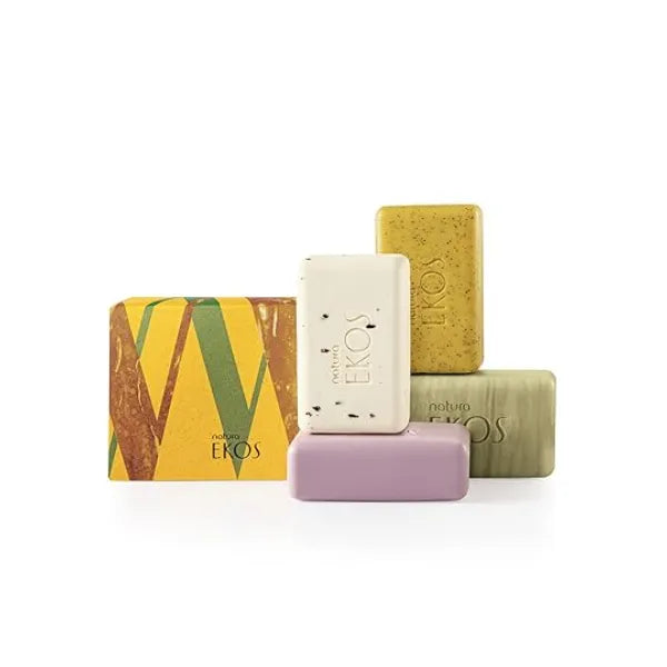 Natura Exfoliating Bar Soap Set Natural Amazonian Body Soap with Brazil Nut, Andiroba, Açaí & Passion Fruit Vegan Moisturizing Cleansing Bars 4 Pack