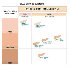 GLAM VISTA FIT ME FOUNDATION LUMINOUS+SMOOTH STRAHLEND+EBENMASSIG NORMAL TO DRY NORMAL BIS TROCKENE HAUT FOUNDATION FOR FACE MAKEUP (230 NATURAL BUFF)