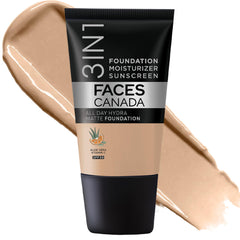 FACES CANADA All Day Hydra Matte Foundation - Mini | 3-in-1 Foundation + Moisturizer + SPF 30 | 24 HR Aloe Hydration & Vitamin C | 10HR Long Wear | Medium to High Buildable Coverage | Medium Natural,