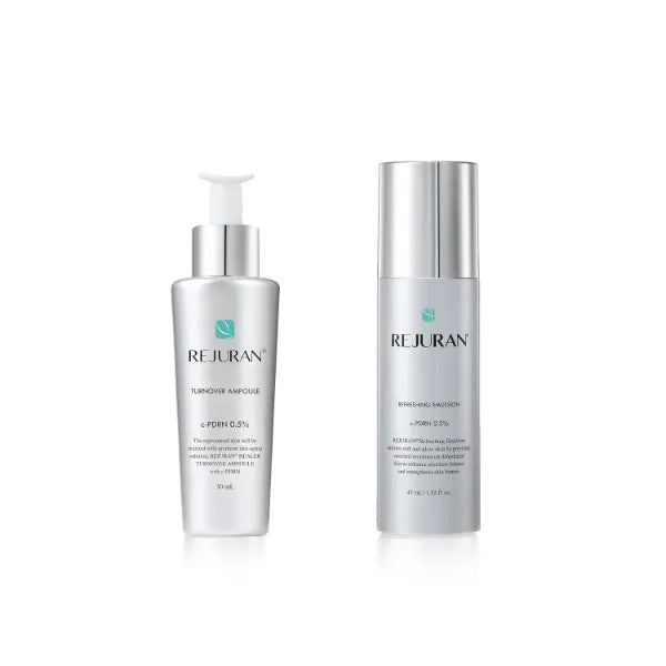REJURAN c-PDRN Korean Skin Care Bundle – Turnover Ampoule & Refreshing Emulsion with Salmon DNA for Firming, Hydration, Radiance & Skin Elasticity