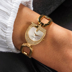 GUESS Silver-Tone Crystal Analog Watch