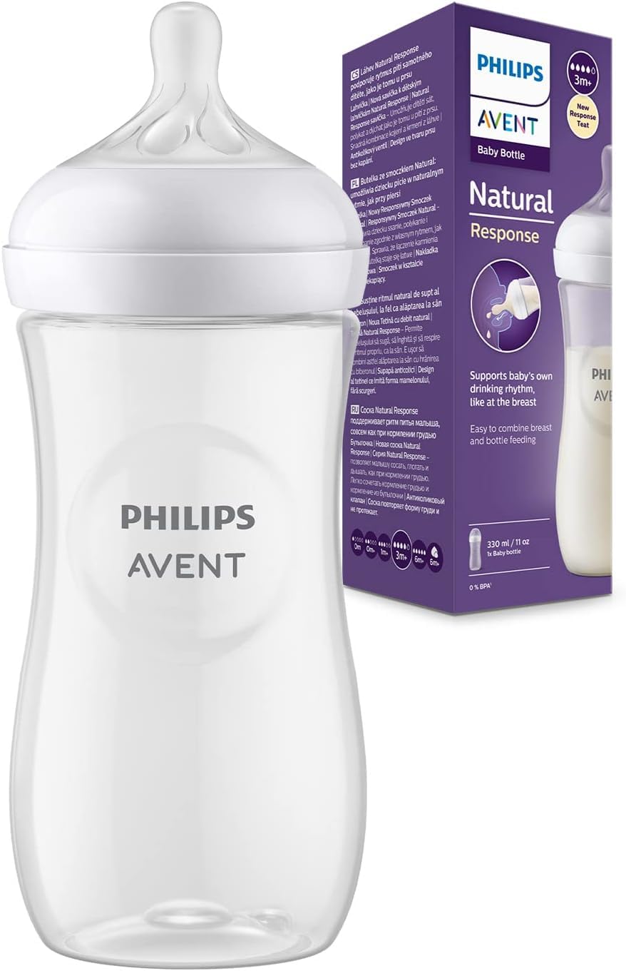 AVENT Philips Natural Response Baby Bottle - 330ml Baby Milk Bottle, BPA Free (Model SCY906/01)