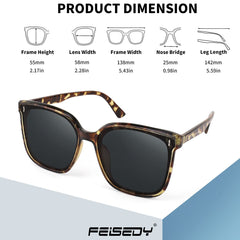 FEISEDY Women Oversized Vintage Polarized Sunglasses Square Cute Trendy Classic Simple Men B2758