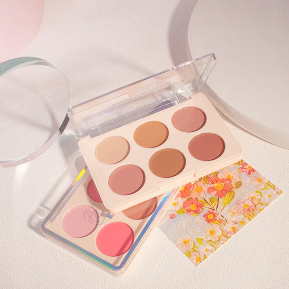 Azonee Blush, 6 Colors Face Blush Blusher Highlighter Makeup Palette Maquillaje Profesional Luminizers Cheek Shimmer Stick Bronzer And Highlighter Palette Makeup