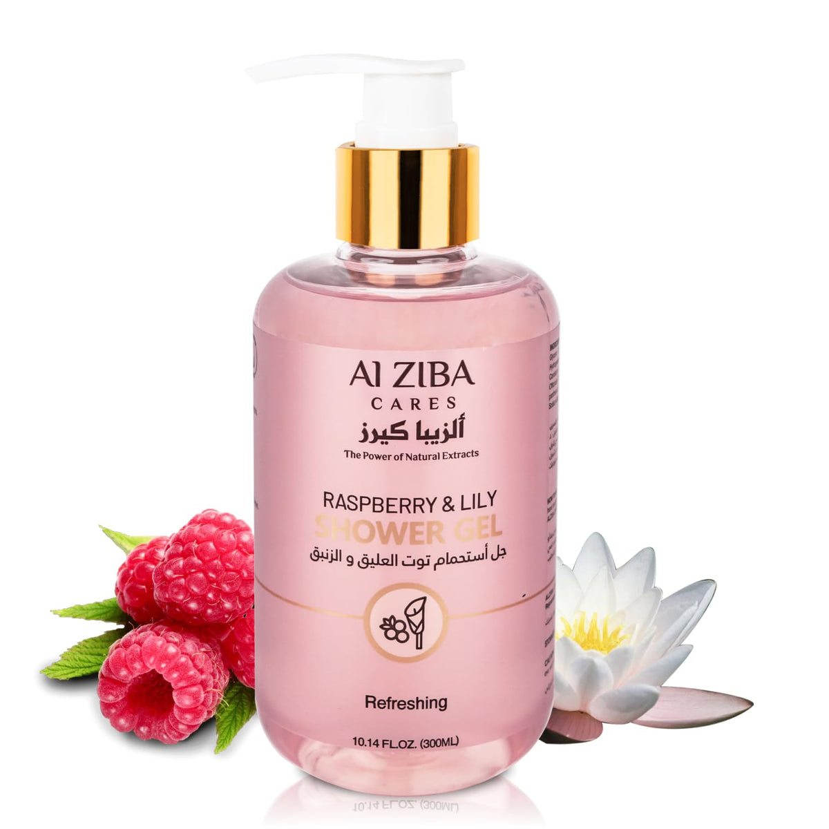 AL ZIBA CARES RASPBERRY & LILY Body Wash | Refreshing | Floral & Fruity Blend | Moisturization & Collagen Stimulation | 10.14 FL. OZ (300ml)