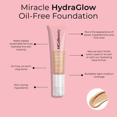 MCoBeauty Miracle Hydra Glow Oil-Free Foundation - Corrects Skin Tone And Blurs Imperfections - Lightweight, Buildable Coverage - Hydrates And Nourishes - Luminous Complexion - Medium Beige - 1 Oz