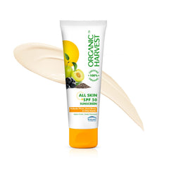 Organic Harvest All Skin Sunscreen SPF 50 PA+++ | Certified Organic | Hybrid Sunscreen | Vitamin C | For Dry & Oily Skin | Broad Spectrum UVA-UVB & Blue Light Protection | Women & Men - 100g