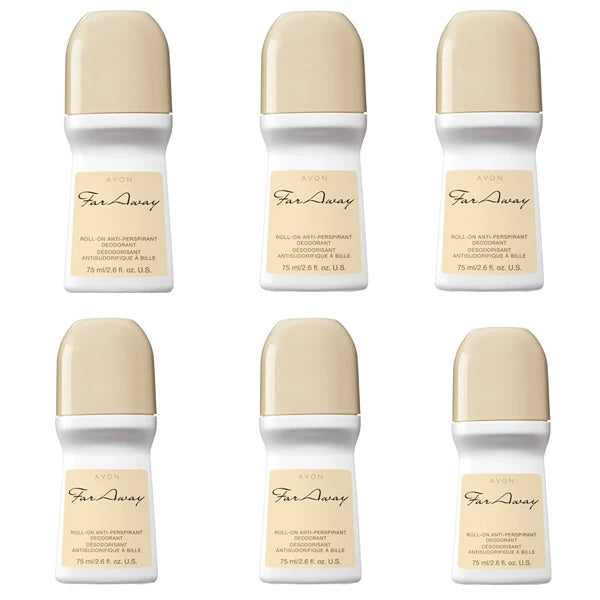 Avon Far Away roll-on anti-perspirant deodorant 2.6 fl.oz. Lot 6 pcs