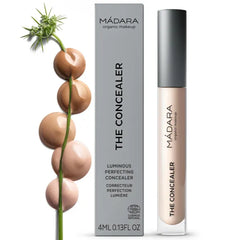 MÁDARA Organic Skincare | Luminous Perfecting Concealer - 4ml, Dewy finish, With hyaluronic acid, Natural concealer for dark circles and blemishes, Vegan, COSMOS natural certified