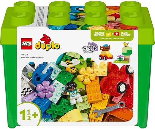 LEGO DUPLO Classic Cars and Trucks Brick Box Toddler Learning Toys, Features a Race Car and Truck Toy for 18 Month old boys & Girls, Creative Vehicle Set to Develop Fine Motor Skills 10439