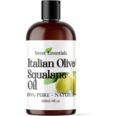 Sweet Essentials Italian Olive Squalane Oil, 4oz Imported from Italy, 100% Pure Olive Derived, Vegan, Anti Aging, Non Greasy, for Face, Skin & Hair by Sweet Essentials