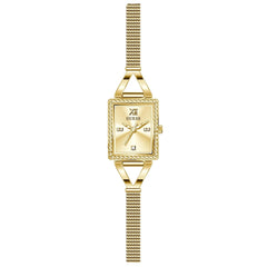 GUESS US Women's Gold-Tone Mesh Analog Watch, one